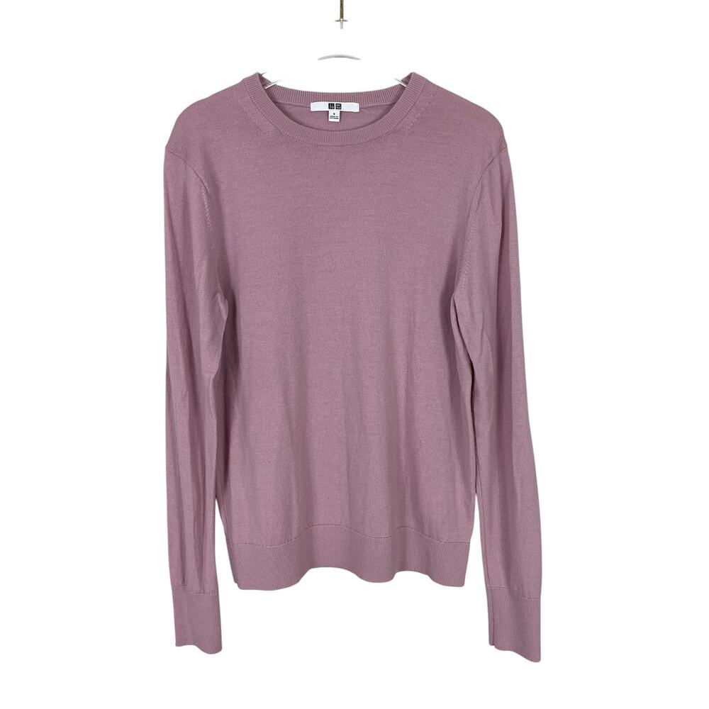 Uniqlo 100% Wool Crewneck Sweater Lightweight Purple Size Small Quiet Luxury